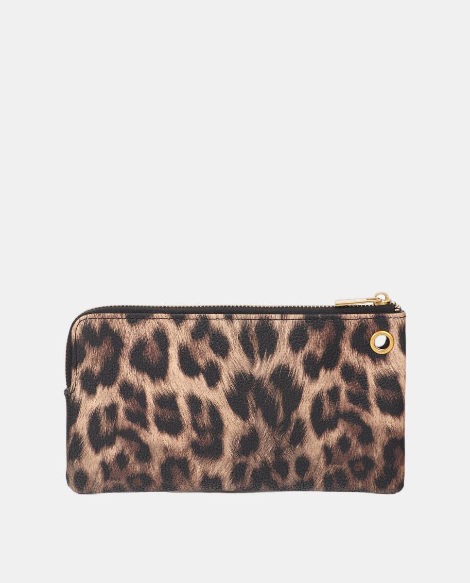 Porta-Moedas Combinado com Animal Print Castanho-escuro-3