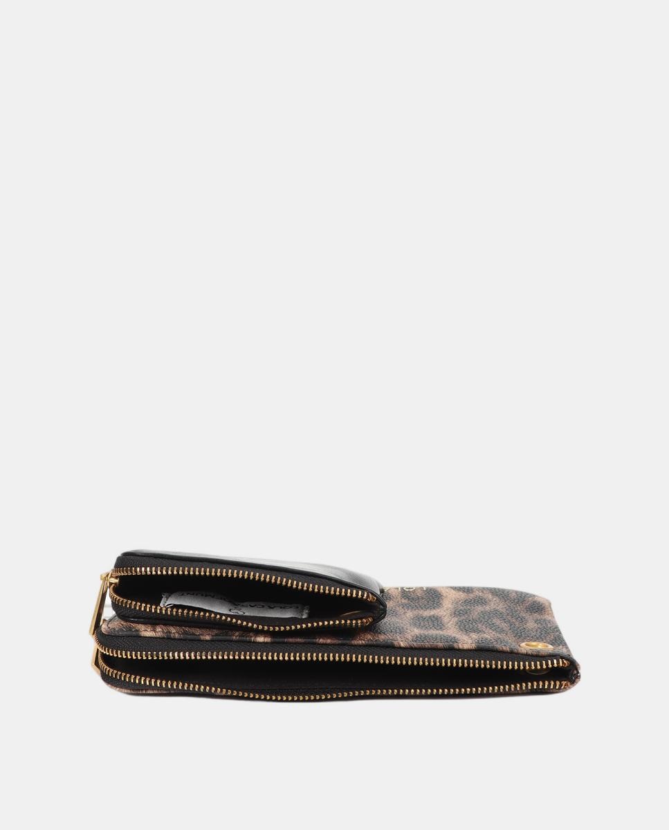 Porta-Moedas Combinado com Animal Print Castanho-escuro-4