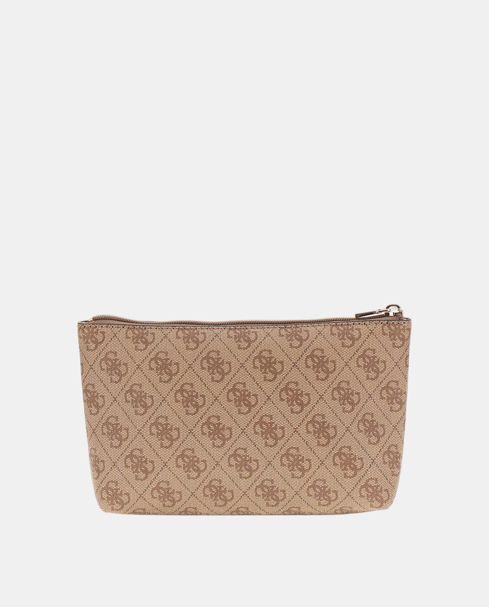 Mala Pouch com Fecho Superior e Logótipo Bege-2