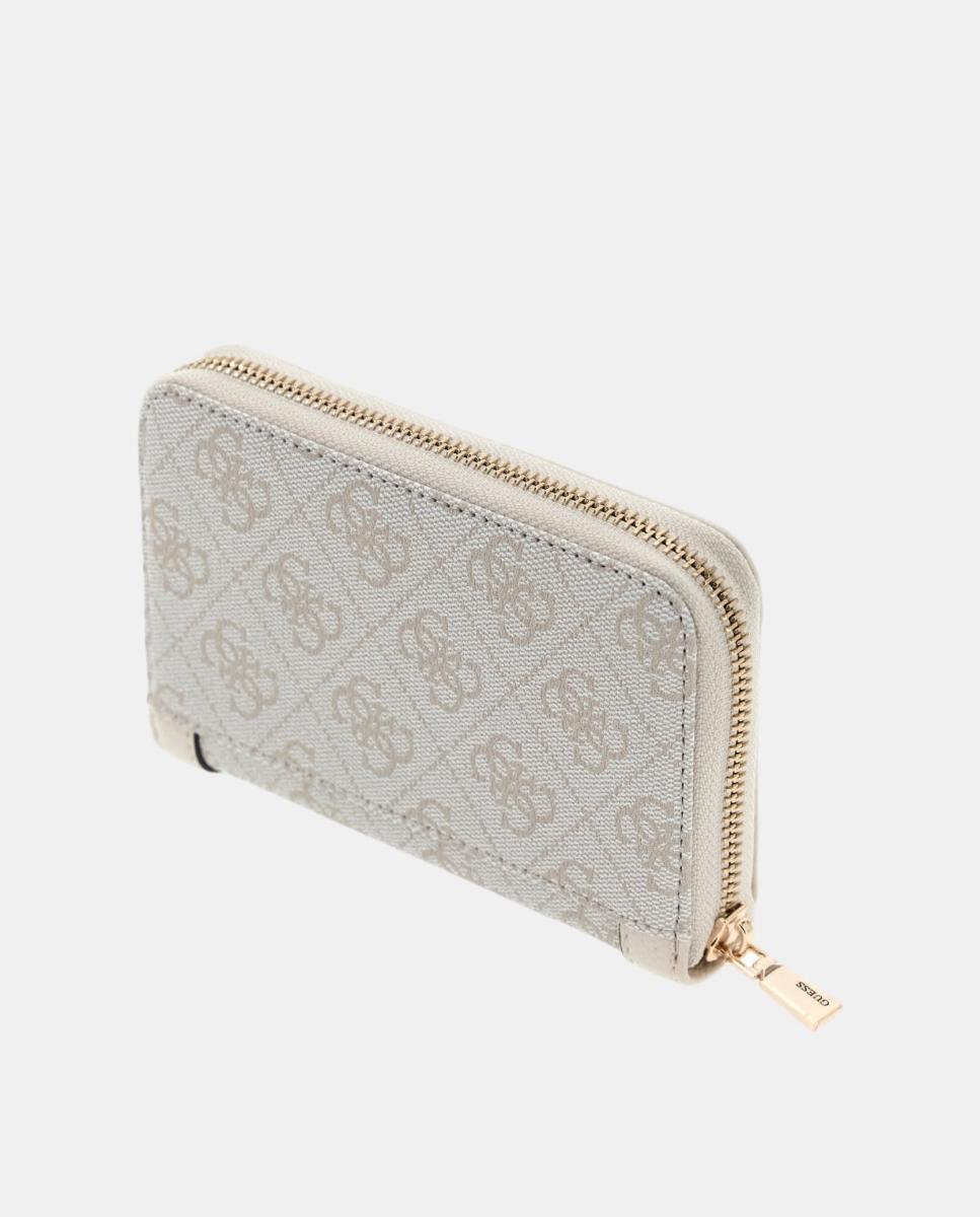 Porta-Moedas Coleen de Formato Pequeno com Fecho de Correr Branco-3