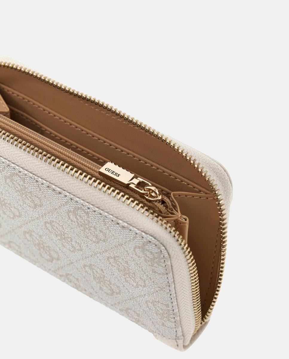 Porta-Moedas Coleen de Formato Pequeno com Fecho de Correr Branco-4
