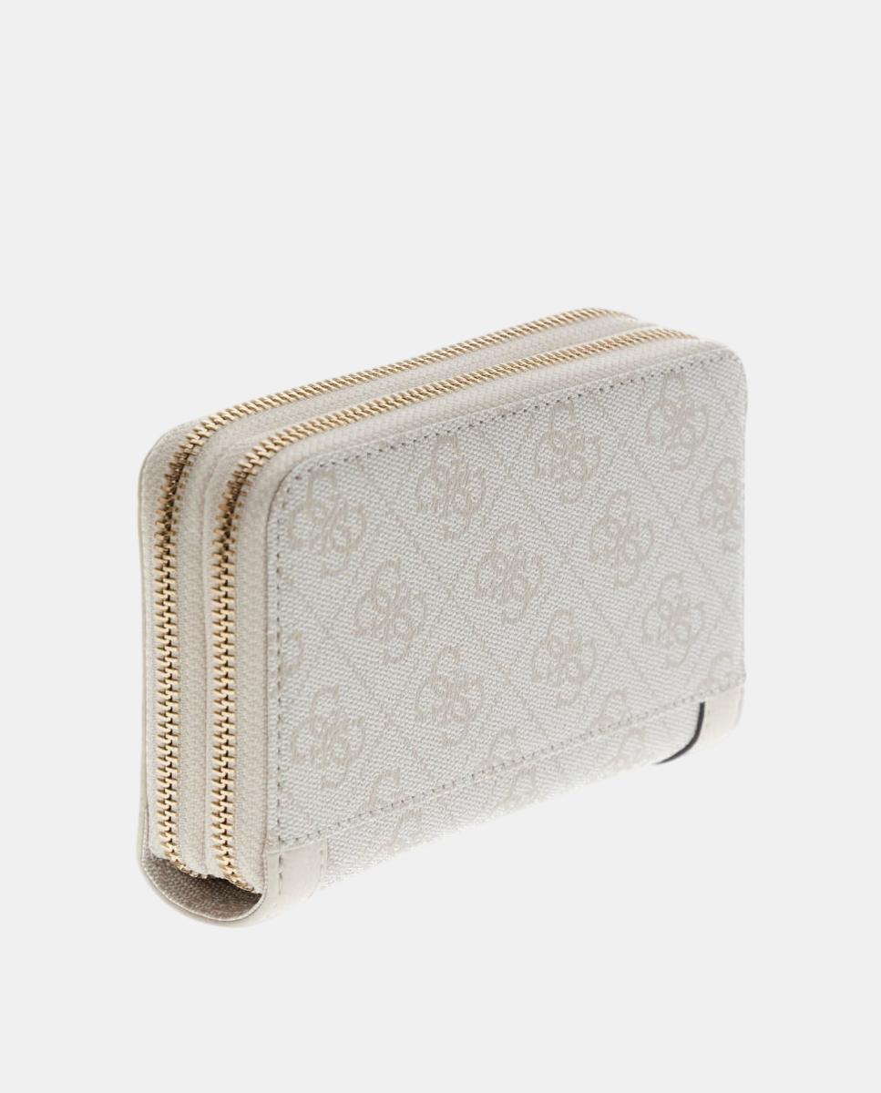 Porta-Moedas Coleen de Formato Pequeno com Fecho de Correr Branco-4