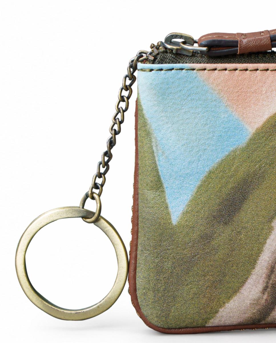 Porta-Moedas em Pele Estampada Verde-6