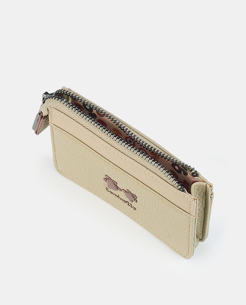 Porta-Moedas com Fecho de Correr Bege-3