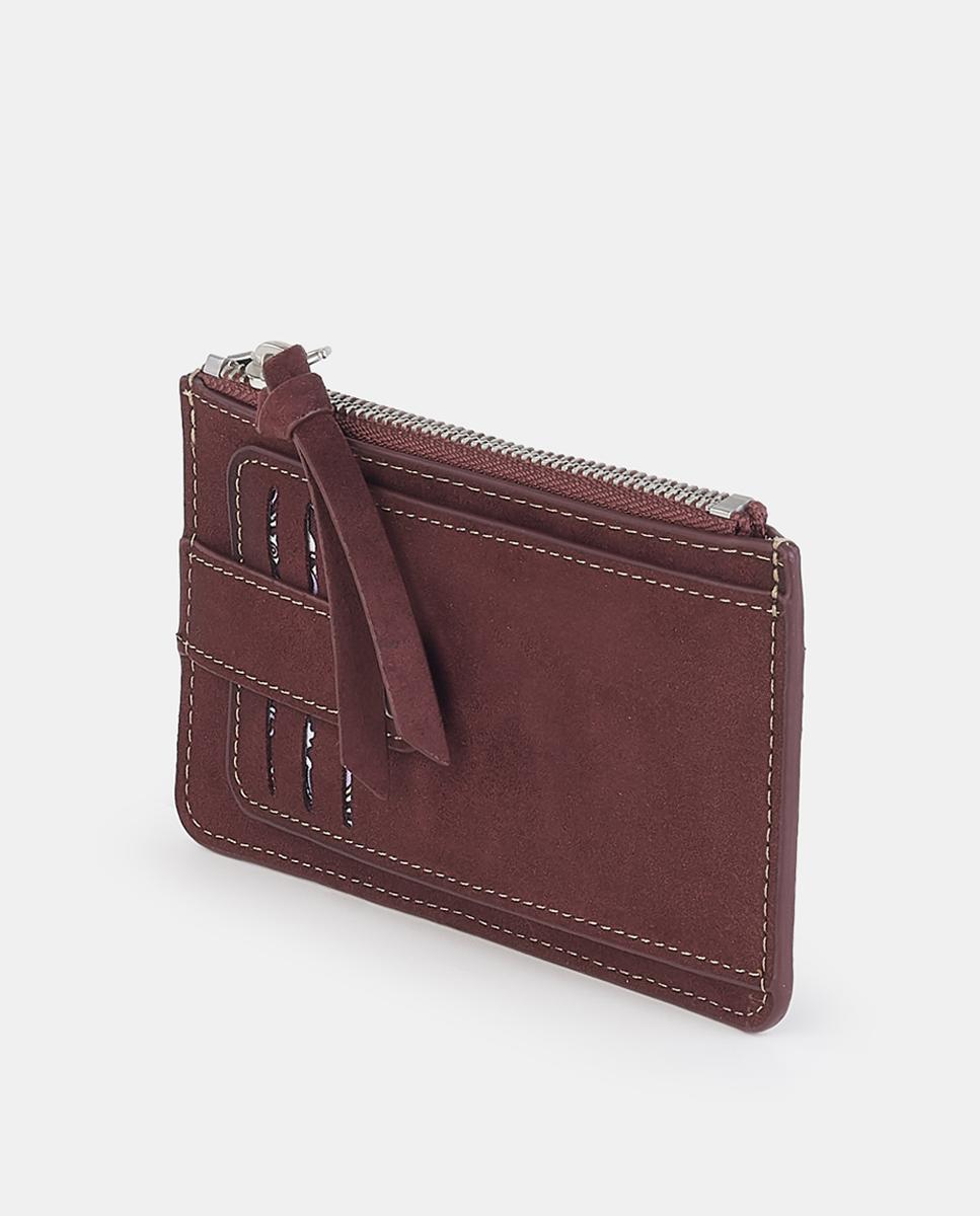 Monedero-tarjetero con cremallera - Caminatta - Rojo Granate Rojo Granate-2