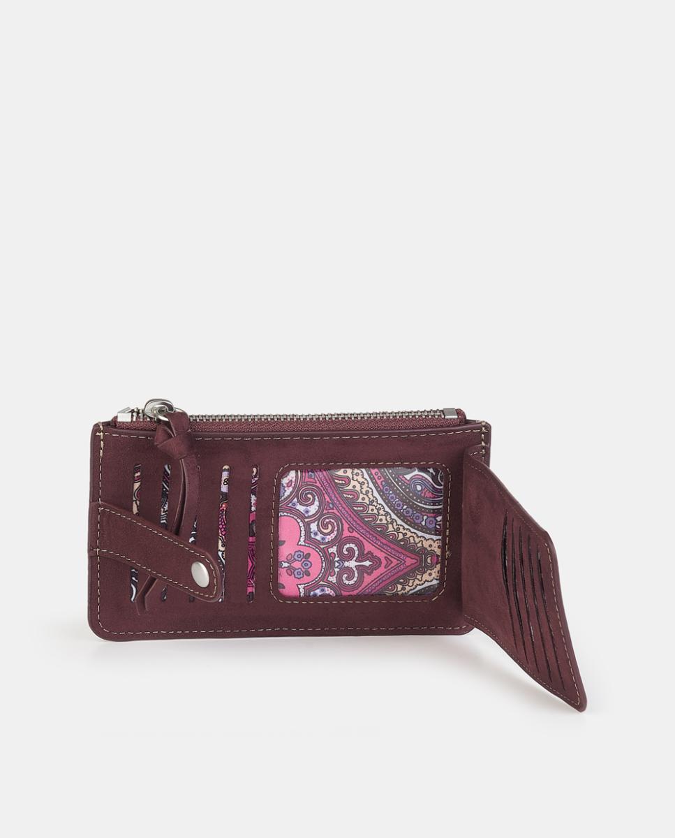 Monedero-tarjetero con cremallera - Caminatta - Rojo Granate Rojo Granate-3