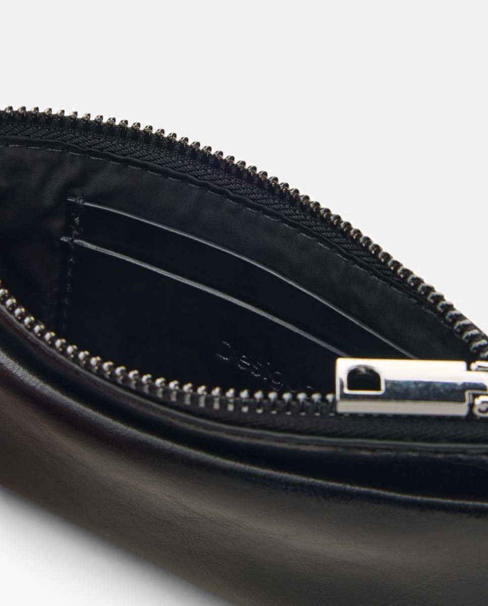 Porta-Moedas Pequeno com Efeito de Pele Preto-4