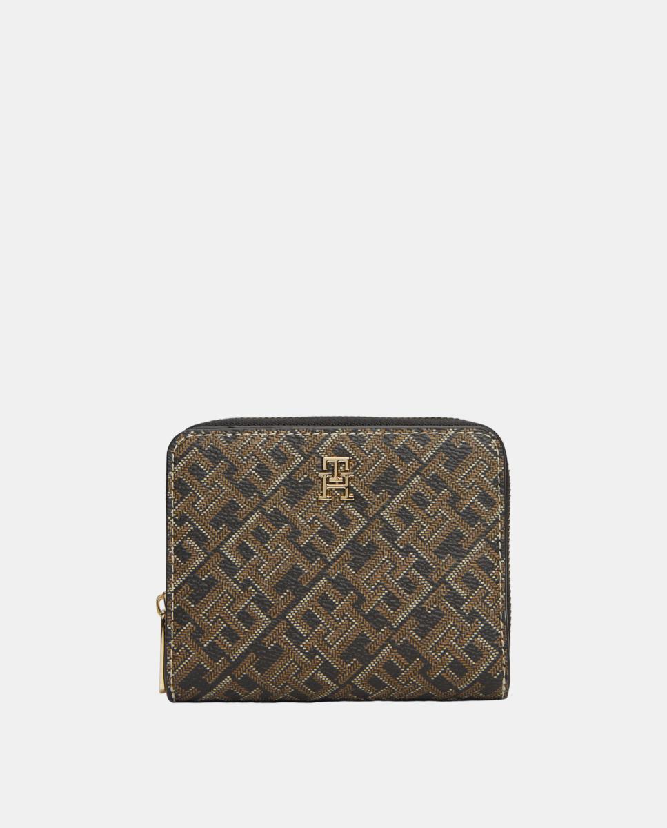 Imagen 0 de Cartera mediana de mujer con estampado monogram Negro
