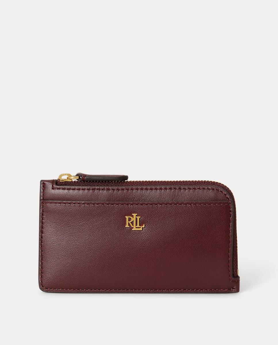 Tarjetero de piel con cremallera. - Lauren Ralph Lauren - Granate Granate-1