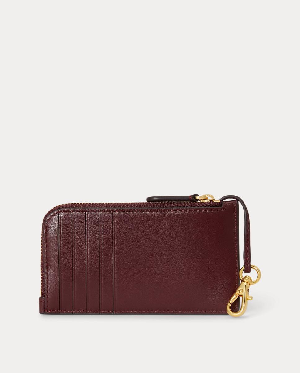 Tarjetero de piel con cremallera. - Lauren Ralph Lauren - Granate Granate-2