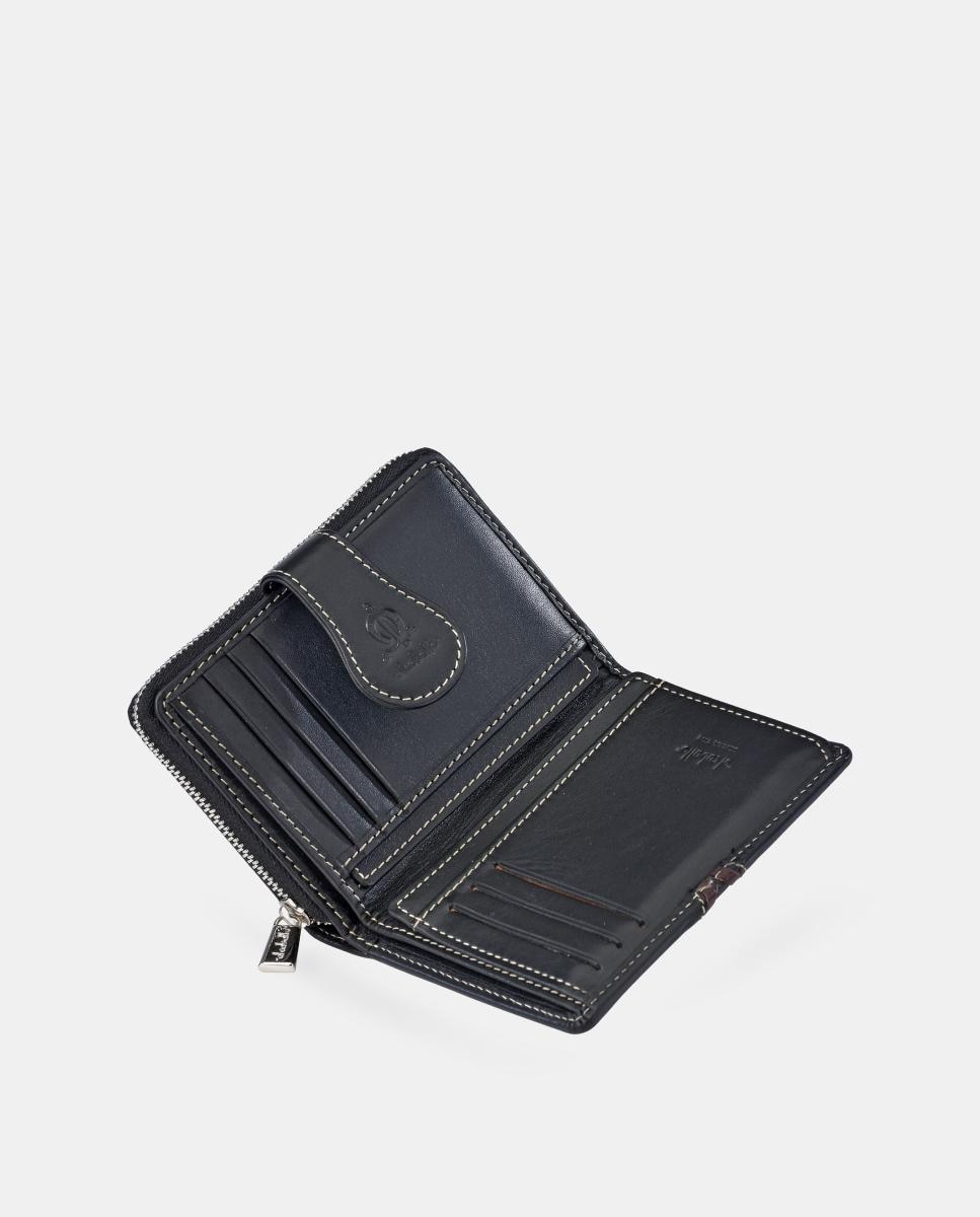 Porta-moedas e Porta-notas em Pele para Mulher Preto-4