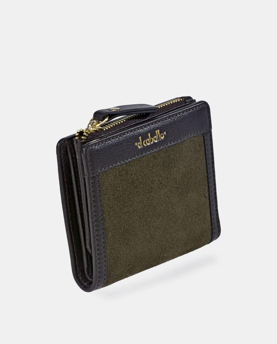 Porta-moedas e Porta-notas com Fecho de Correr em Croute para Mulher Verde-2