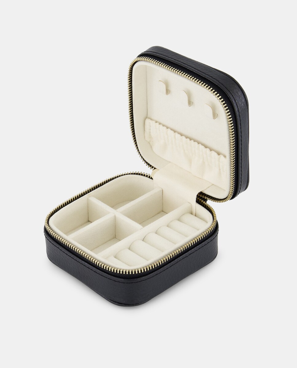 Guarda-Joias Quadrado em Pele - Ocean Preto-2