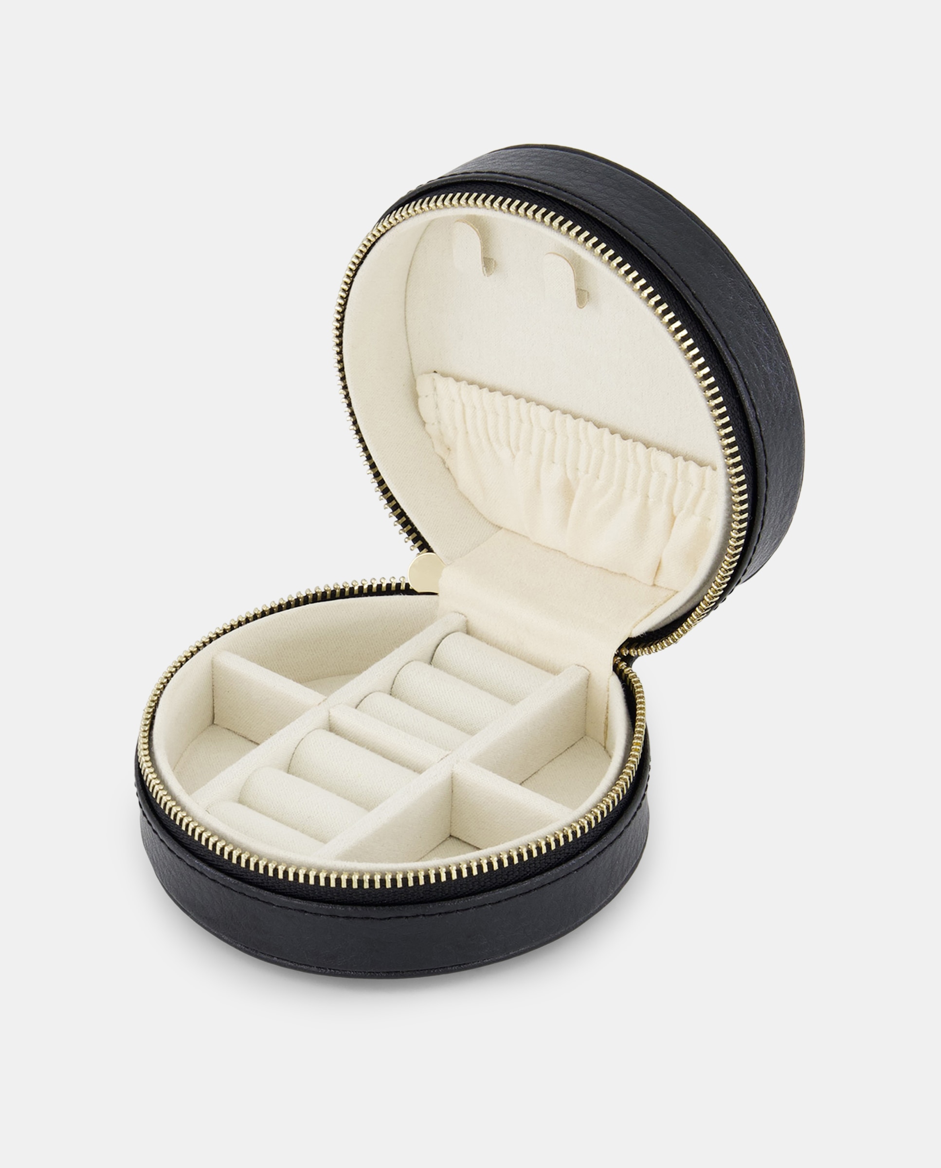 Guarda-Joias Redondo em Pele - Ocean Preto-2