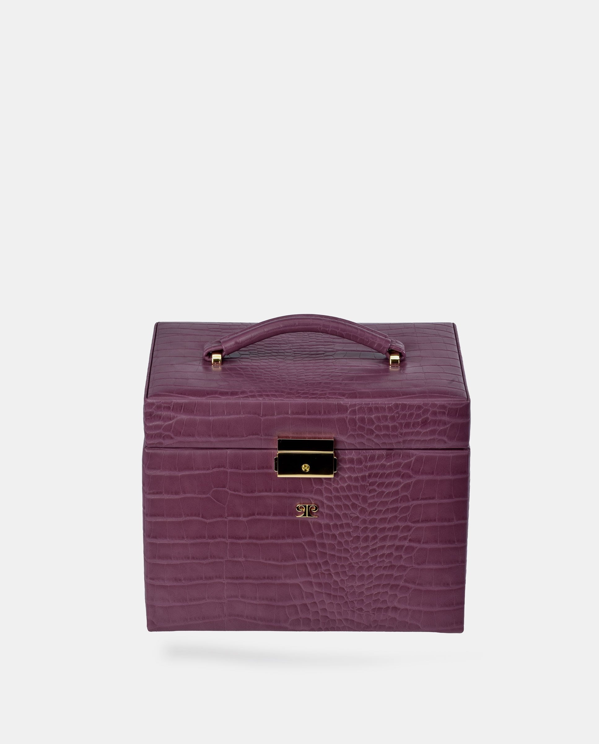 Imagen 0 de Joyero Pierre Cardin con cajonera en P.U. grabado coco Berenjena