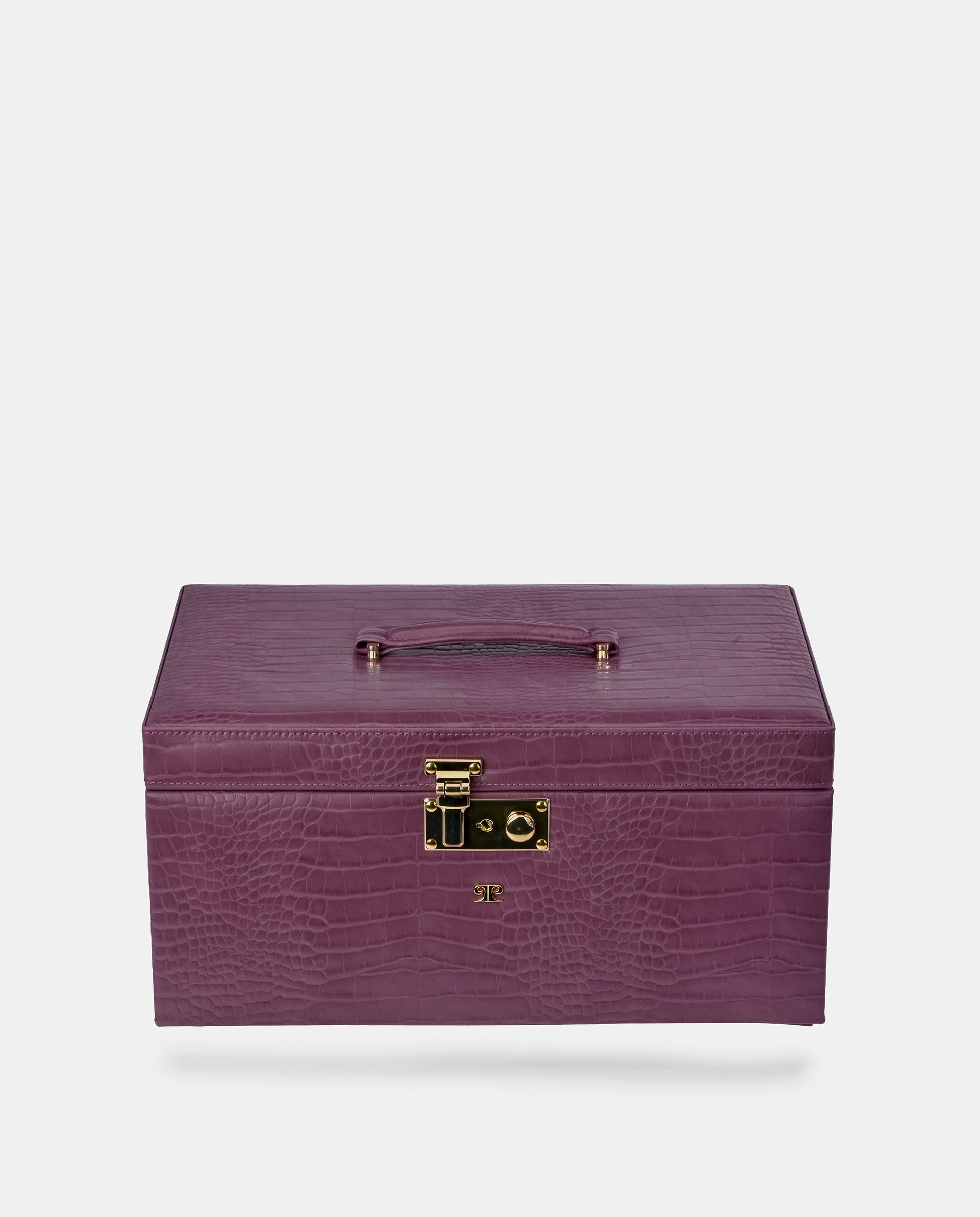 Imagen 0 de Joyero grande Pierre Cardin con cajonera en P.U. grabado coco Berenjena