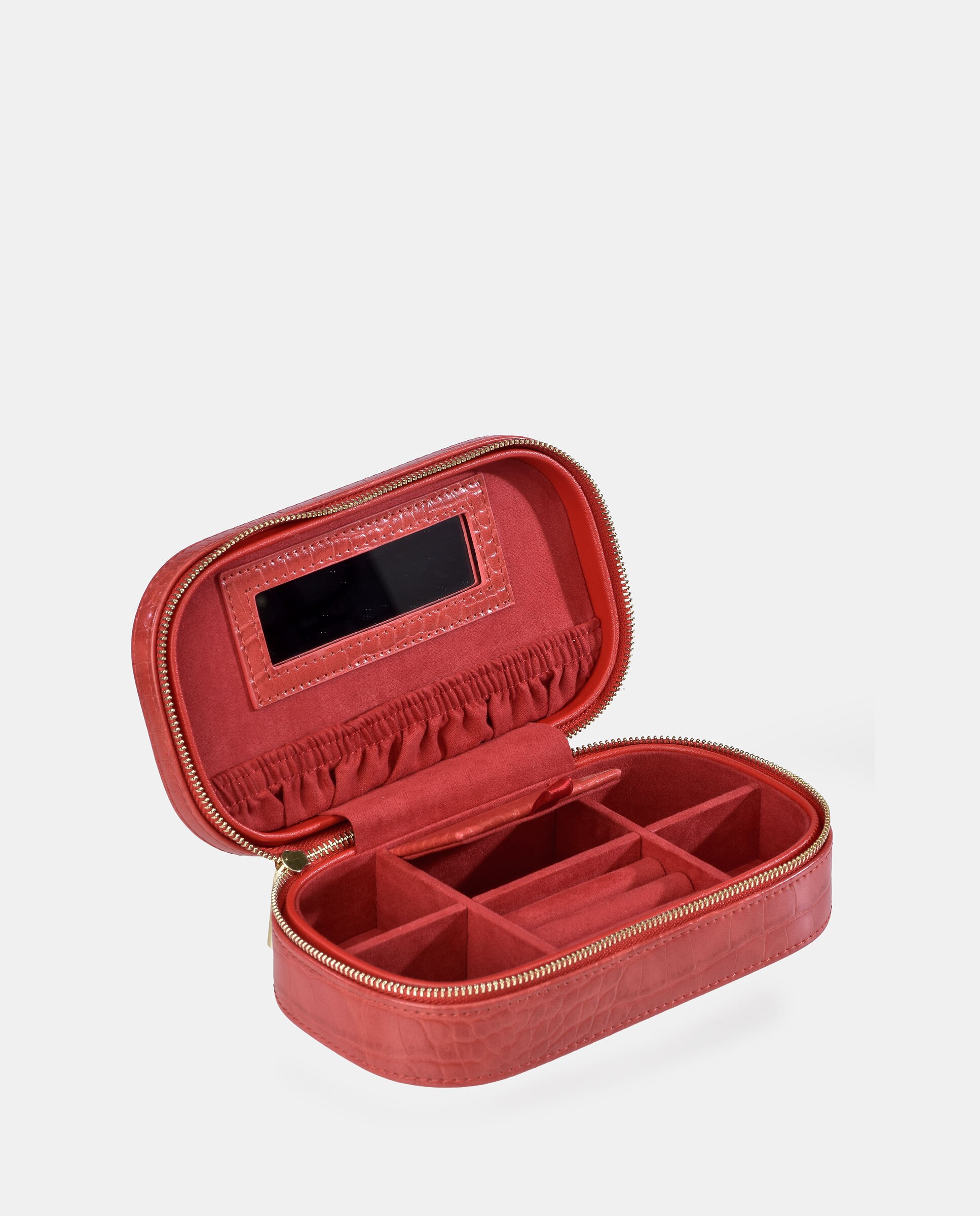 Joyero de viaje Pierre Cardin con cremallera en P.U. - Rojo Rojo-3