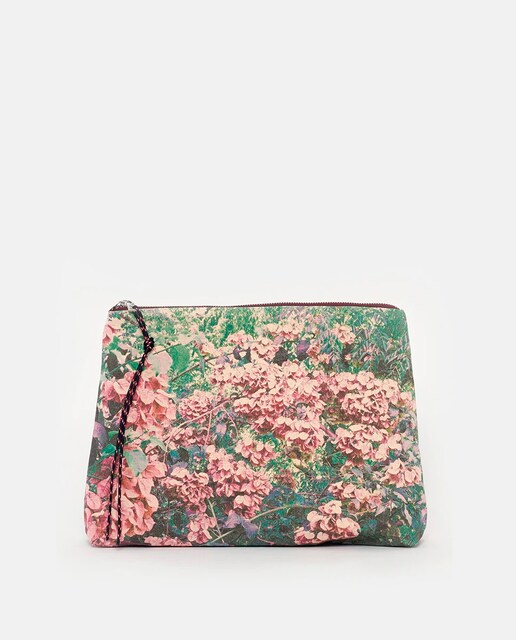 Pouch Dalmatia de algodón con estampado multicolor y cremallera
