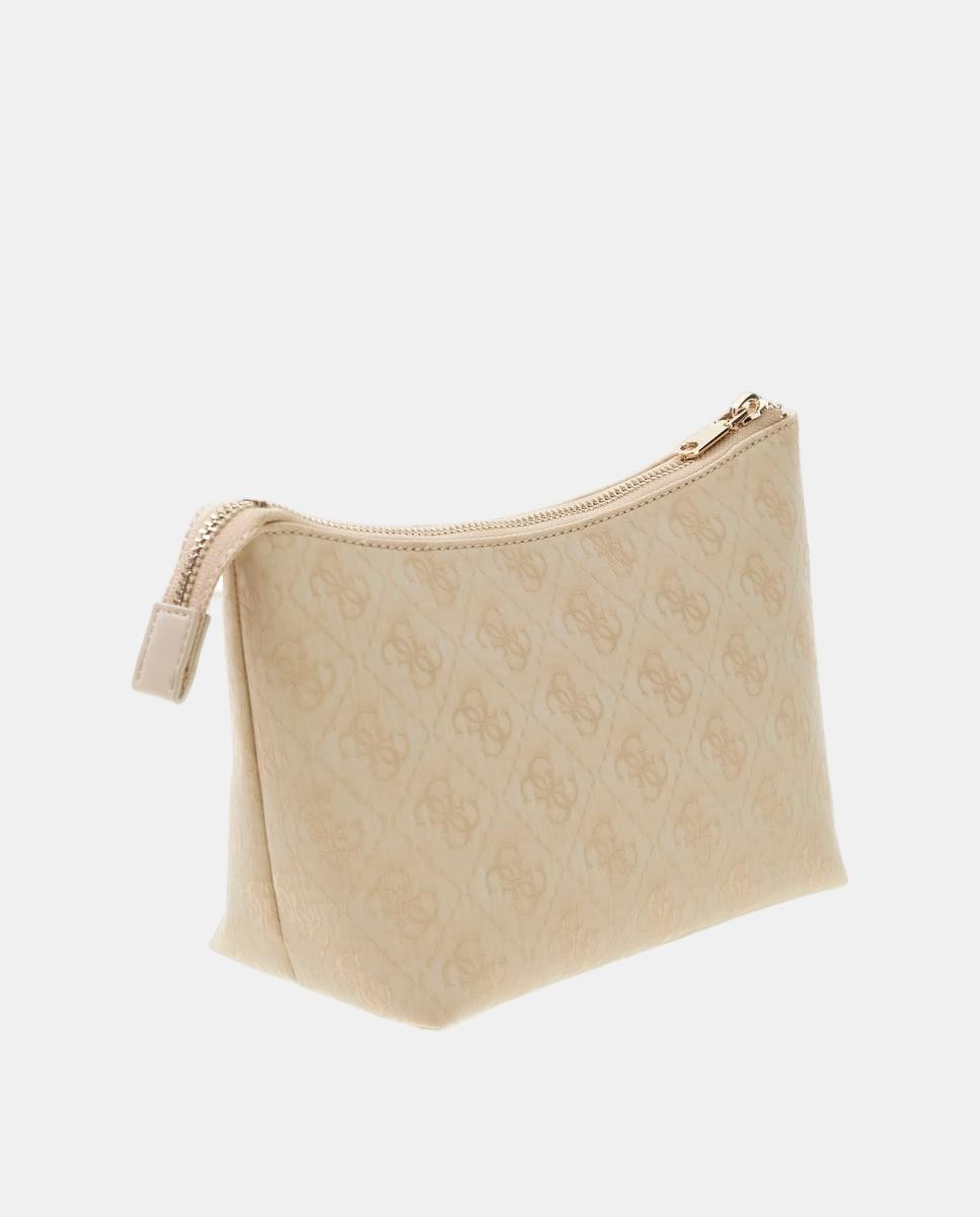 Mala Pouch Top Zip com Logótipo e Estrutura Flexível Natural-2
