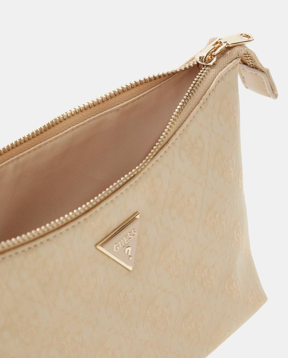 Mala Pouch Top Zip com Logótipo e Estrutura Flexível Natural-3
