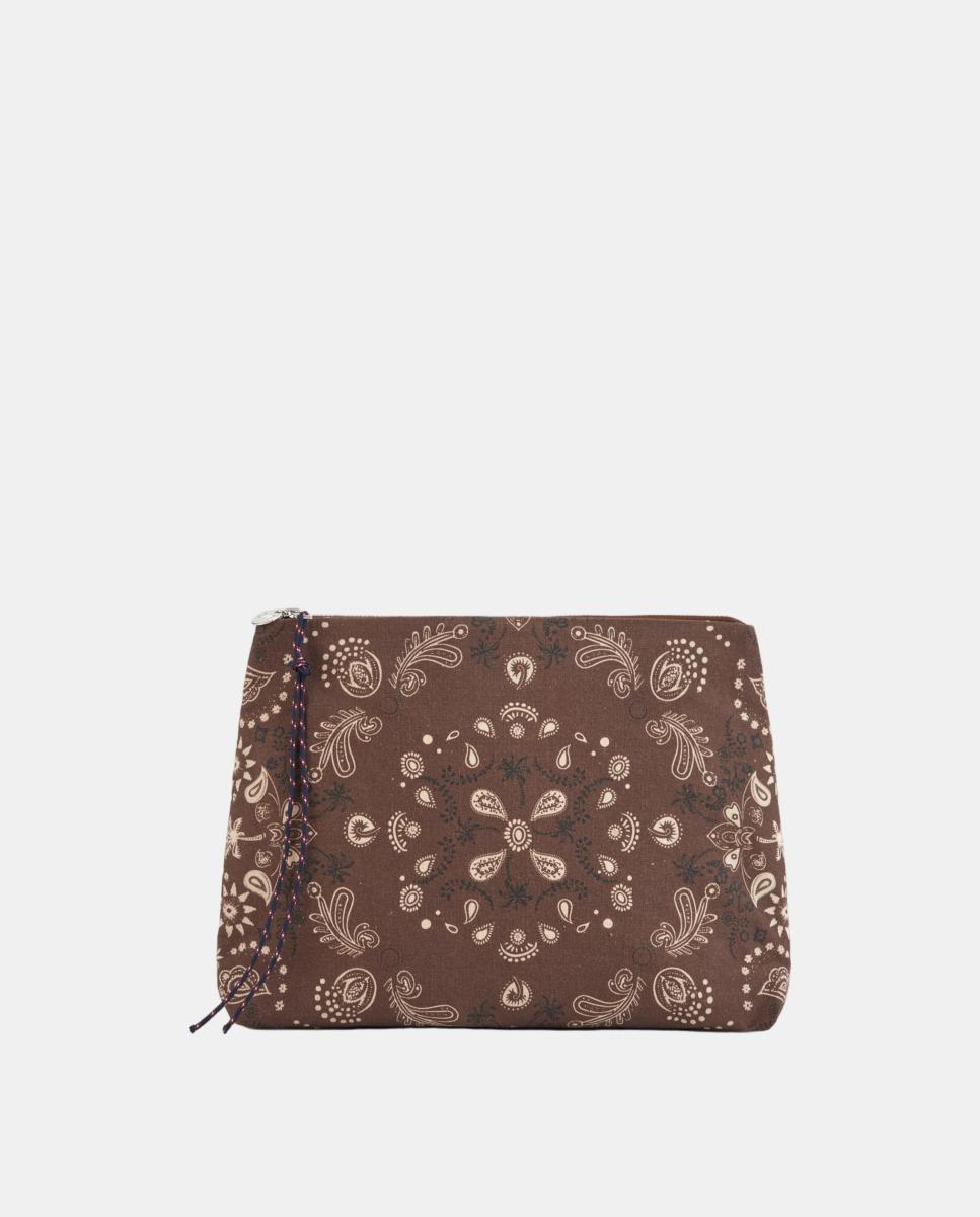 Imagen 0 de Pouch de algodón con estampado bandana Marrón