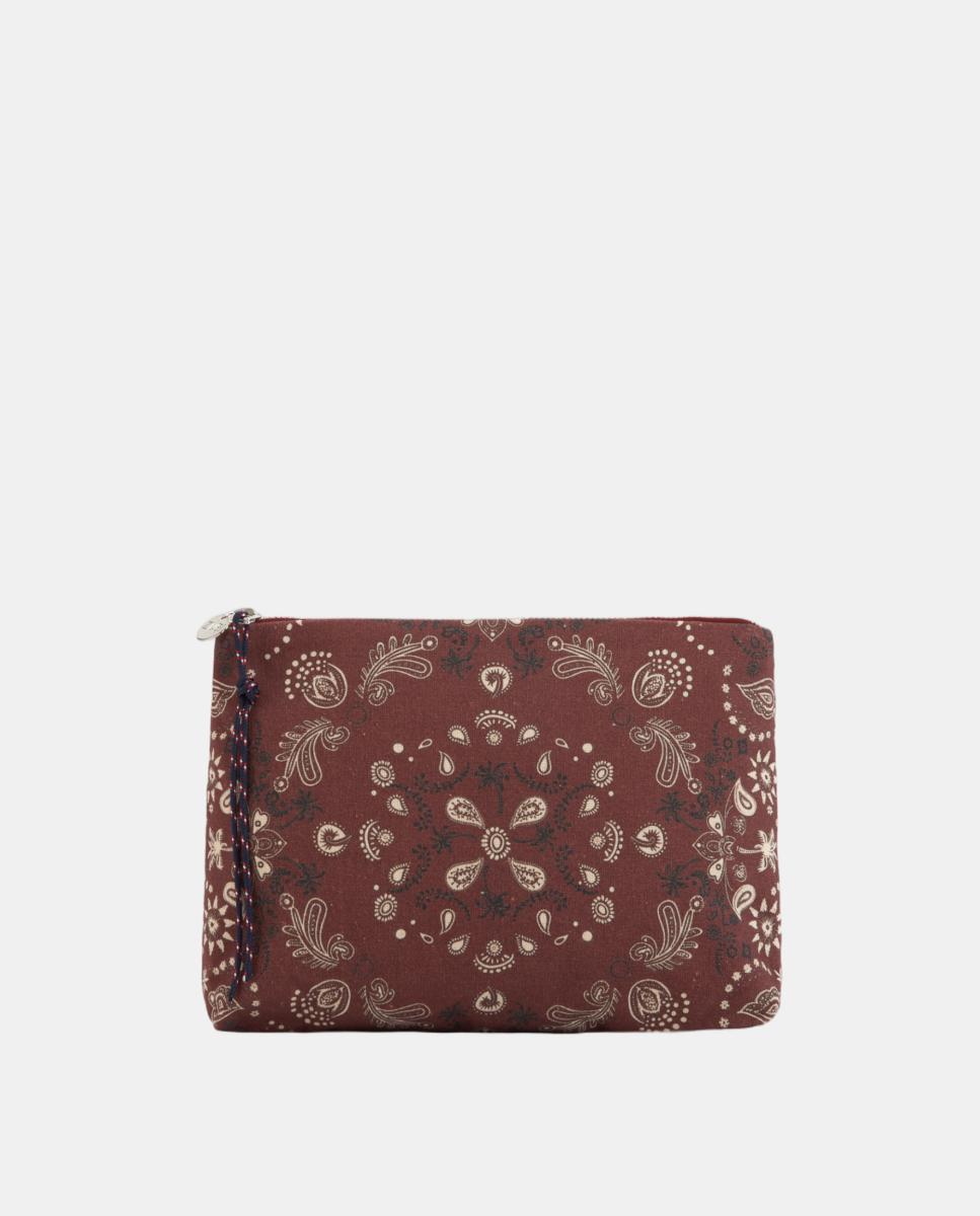 Imagen 0 de Pouch Midi de algodón con estampado bandana Granate