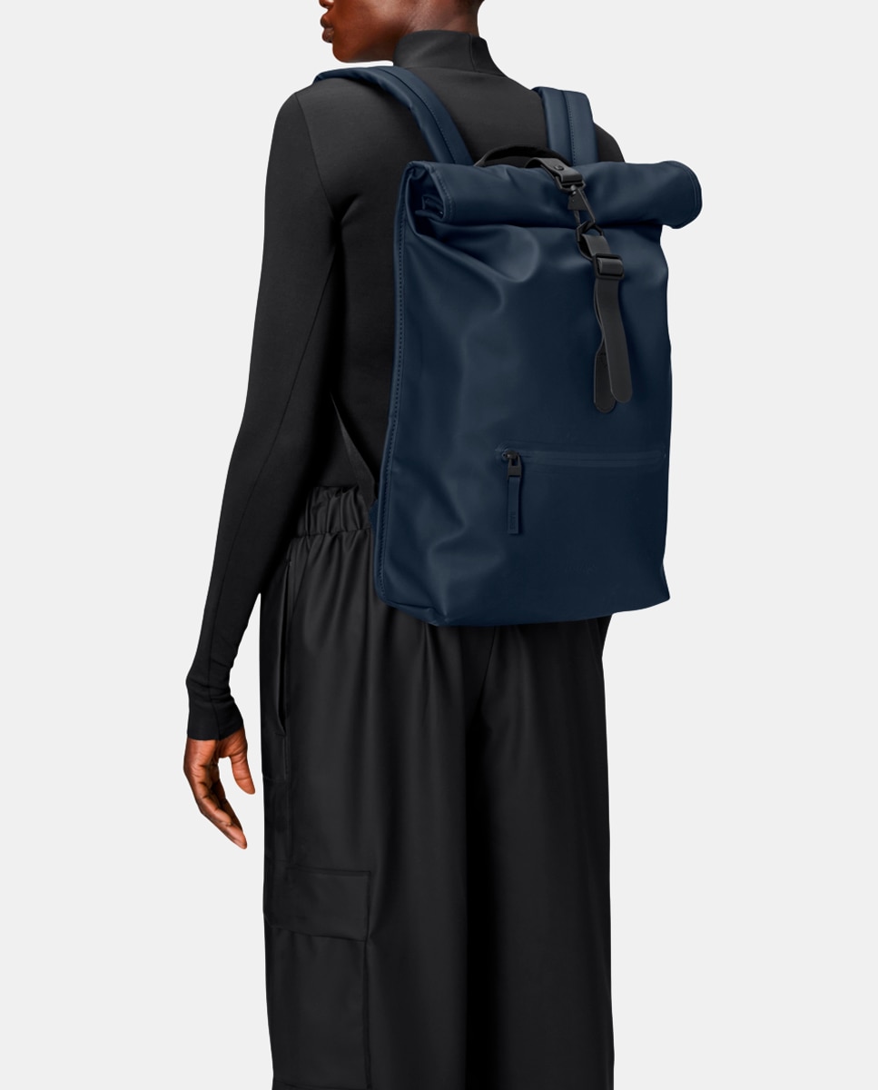 Mochila Grande Rolltop Rucksack Resistente à Água - Verde Militar Azul-marinho-8