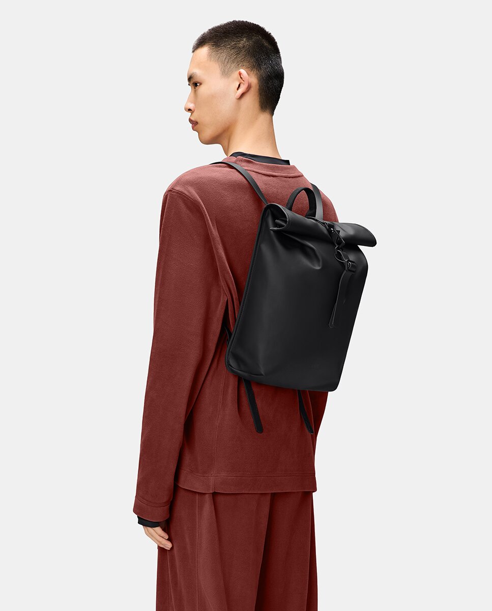 Mochila Pequena Rolltop Resistente à Água - Preto Preto-6