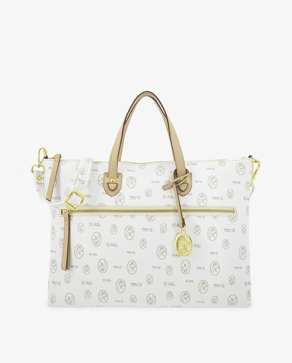 Pasta em Pele e Lona - Castanho Branco-1