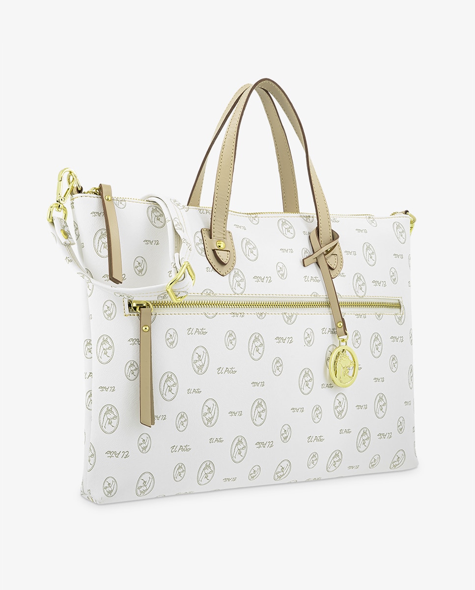 Pasta em Pele e Lona - Castanho Branco-2