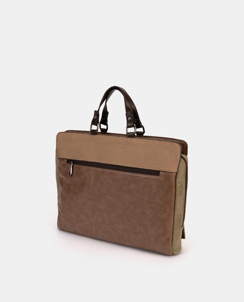 Mala com Bolso à Frente Castanho-claro-2