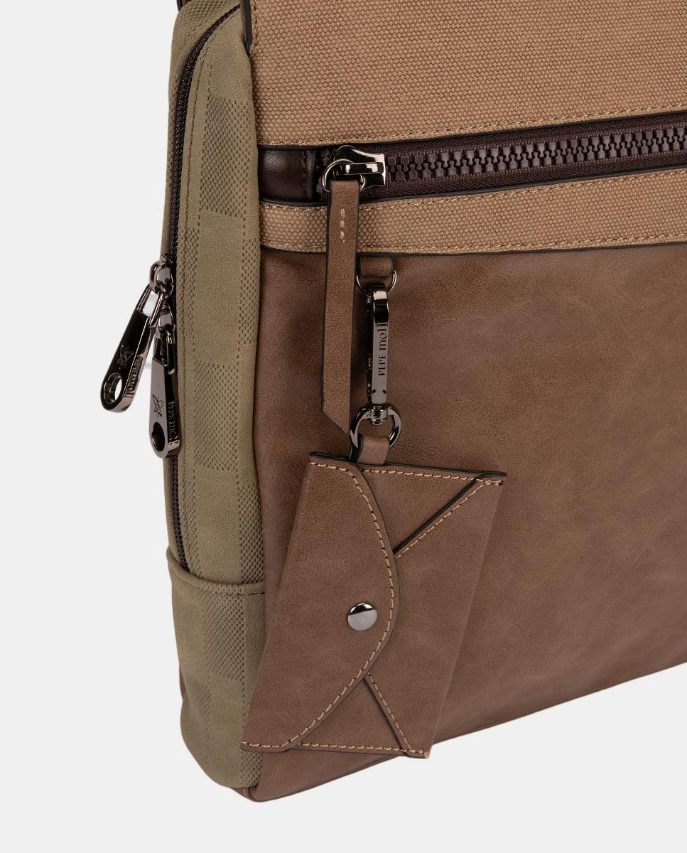 Mala com Bolso à Frente Castanho-claro-3