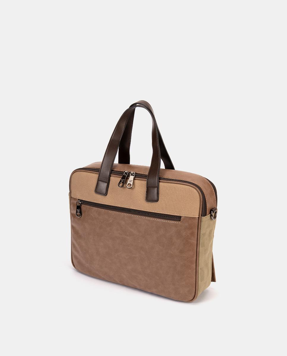 Mala com Bolso à Frente Castanho-claro-2