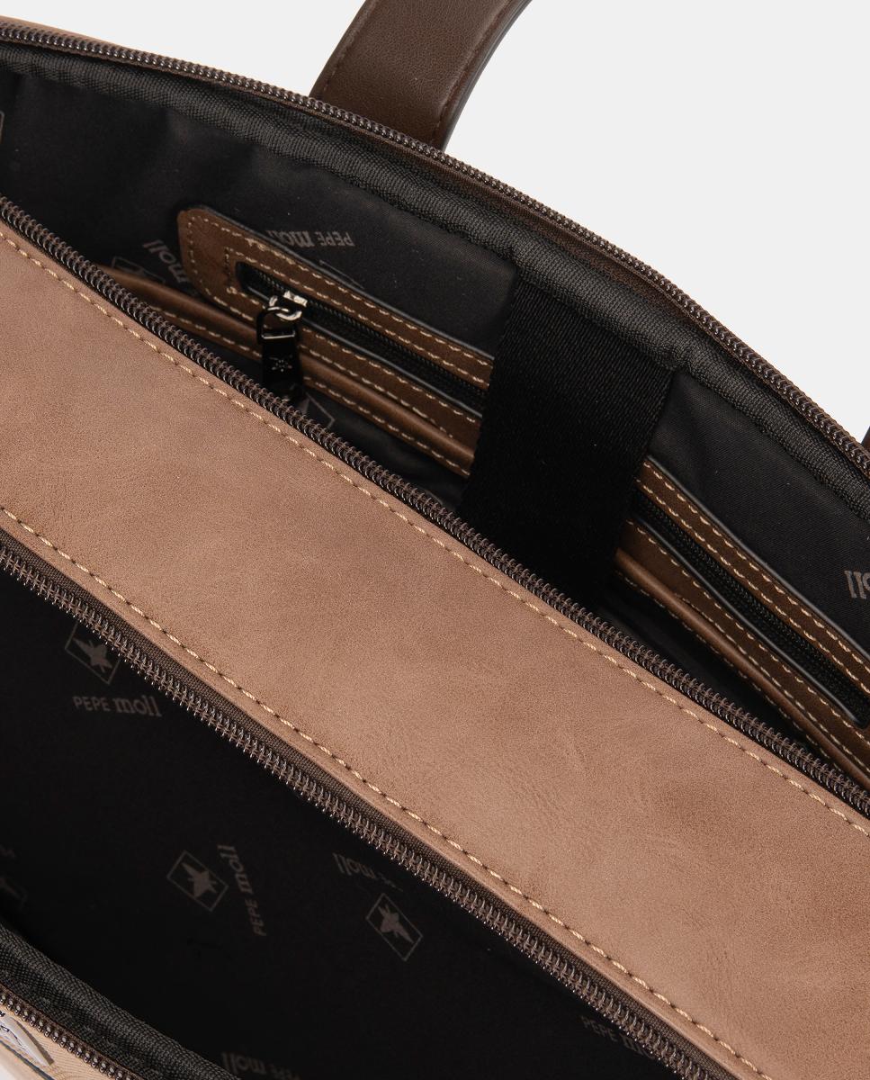 Mala com Bolso à Frente Castanho-claro-4