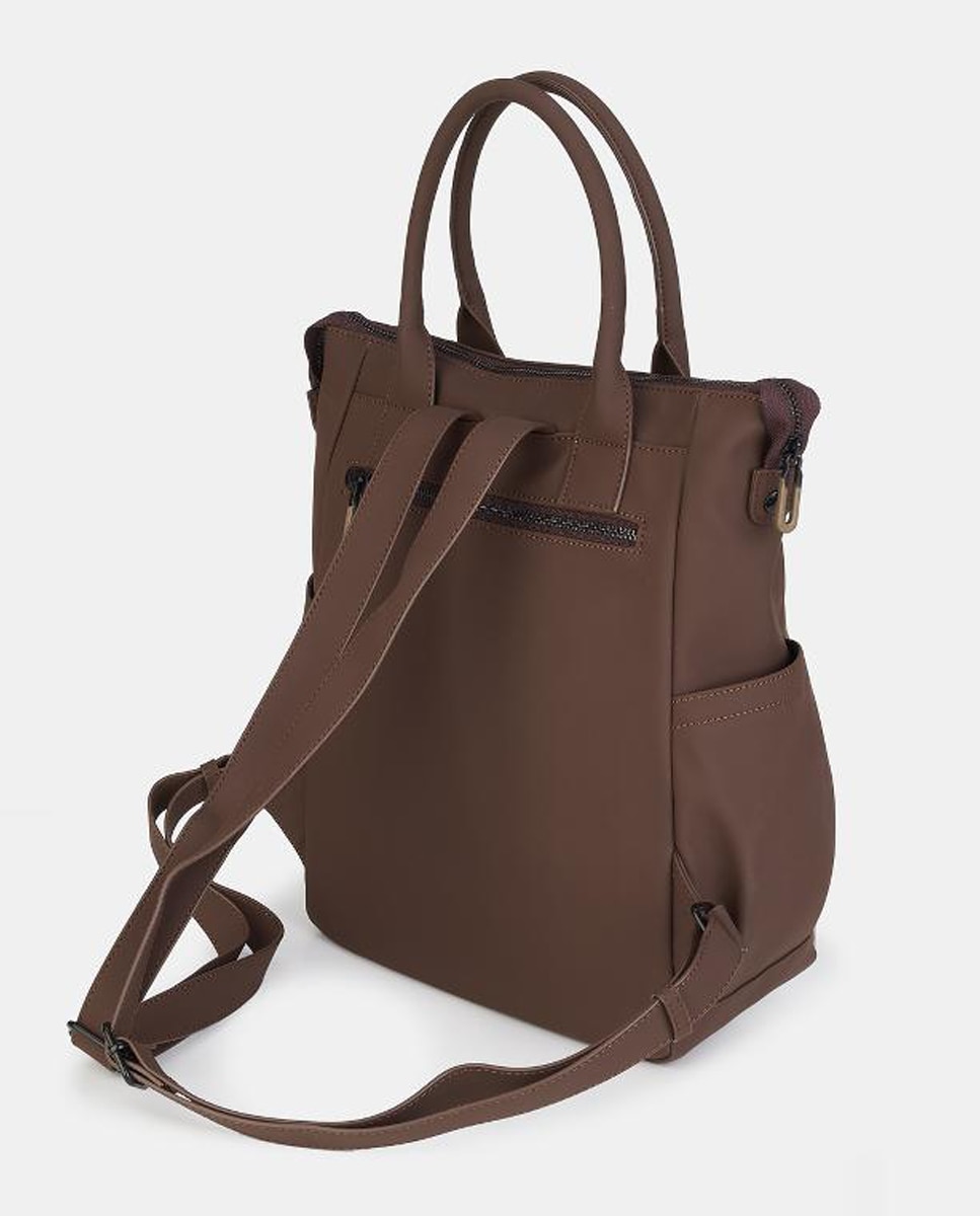 Mochila de Computador com Fecho de Correr Castanho-2