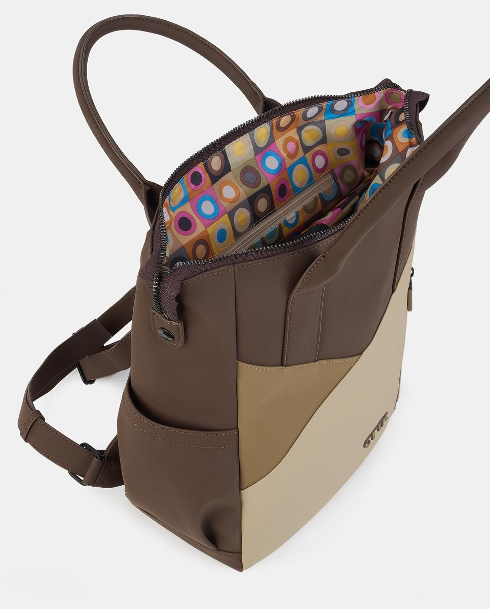 Mochila de Computador com Fecho de Correr Castanho-3
