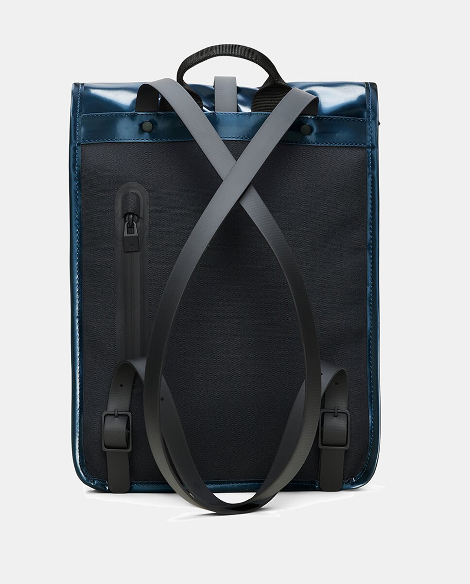 Mochila Pequena Rolltop Resistente à Água - Preto Azul-2