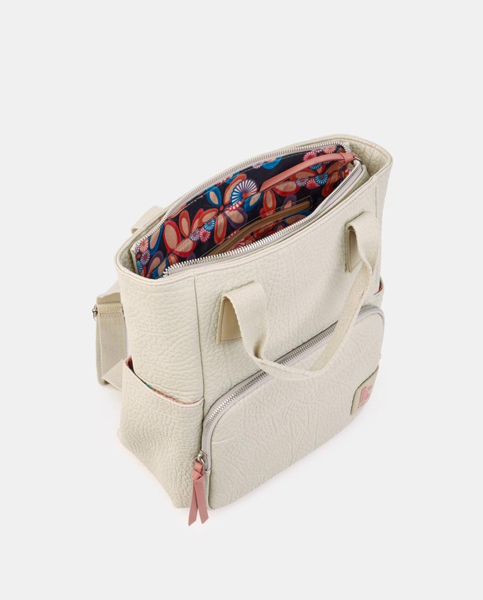 Mochila para Portátil com Fecho de Correr Bege-3