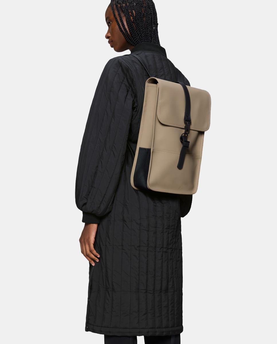 Mochila Média Mini Resistente à Água - Cinzento-Claro Mate Bege-4