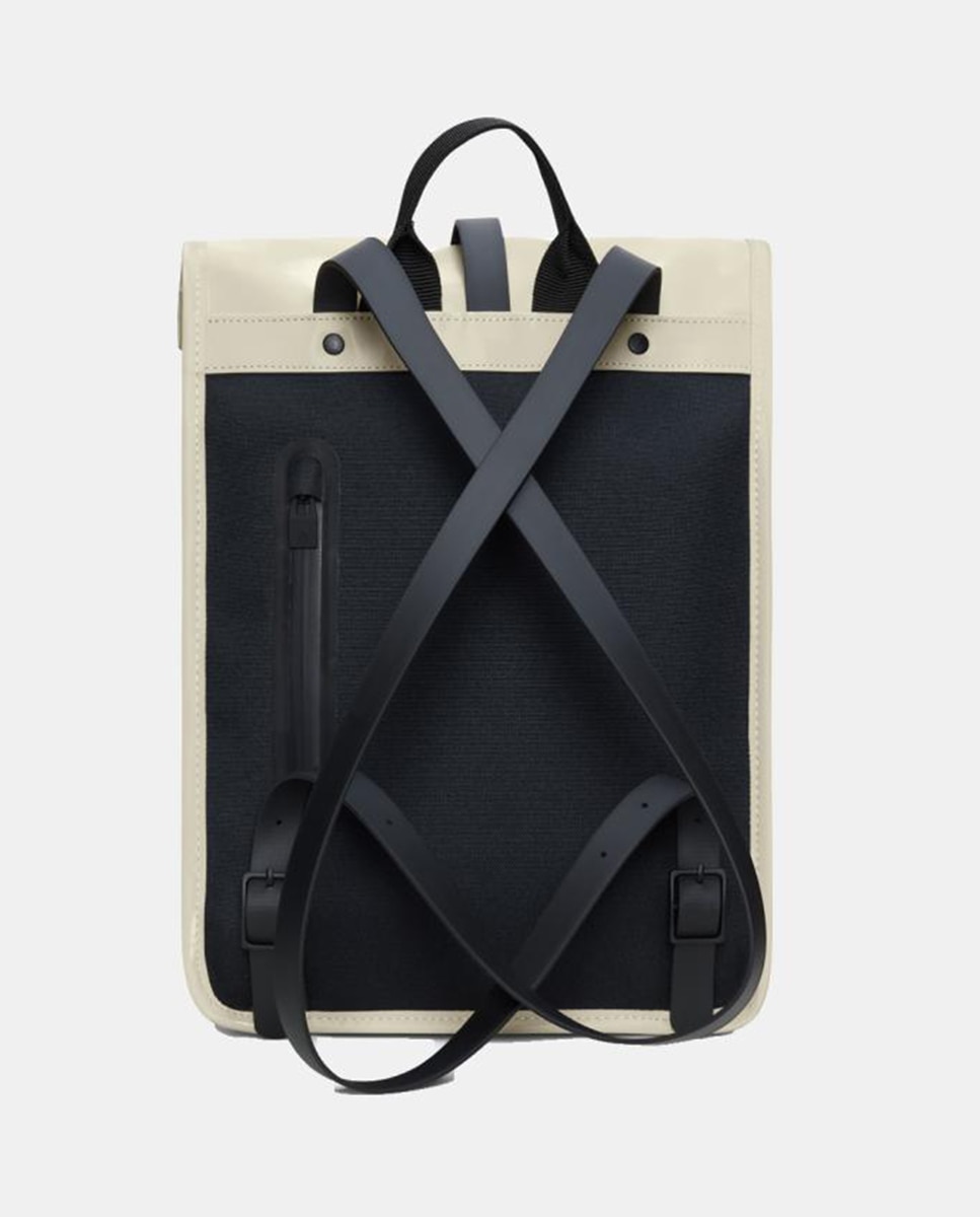 Mochila Pequena Rolltop Resistente à Água - Preto Creme-2