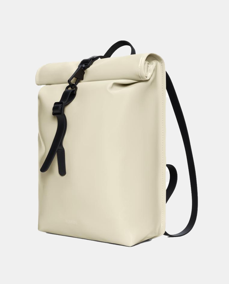 Mochila Pequena Rolltop Resistente à Água - Preto Creme-3