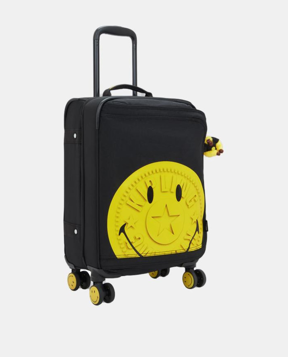 Trolley Pequeno de Cabine com 4 Rodas da Coleção Smiley Preto-4