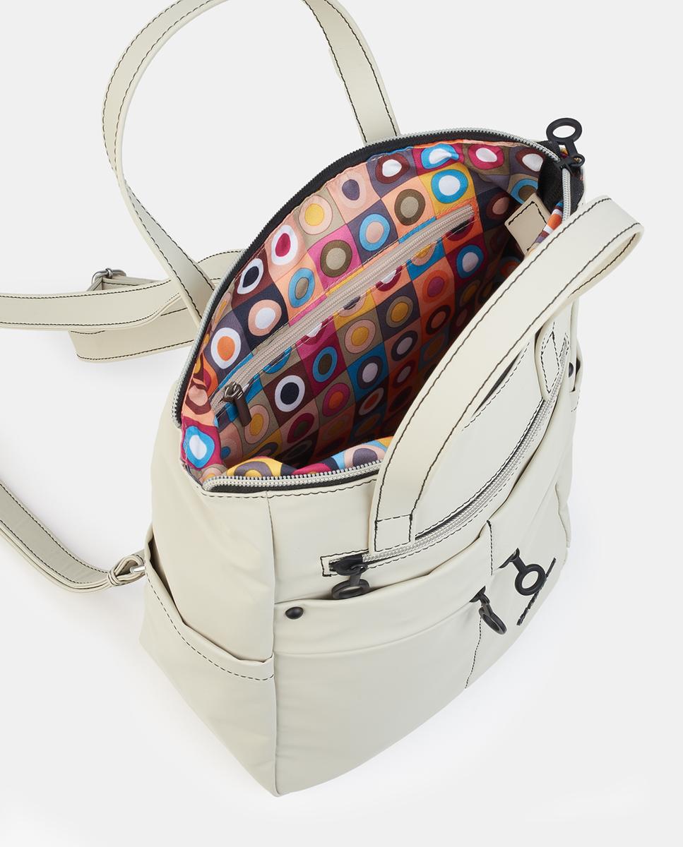 Mochila para Portátil com Fecho de Correr Bege-3