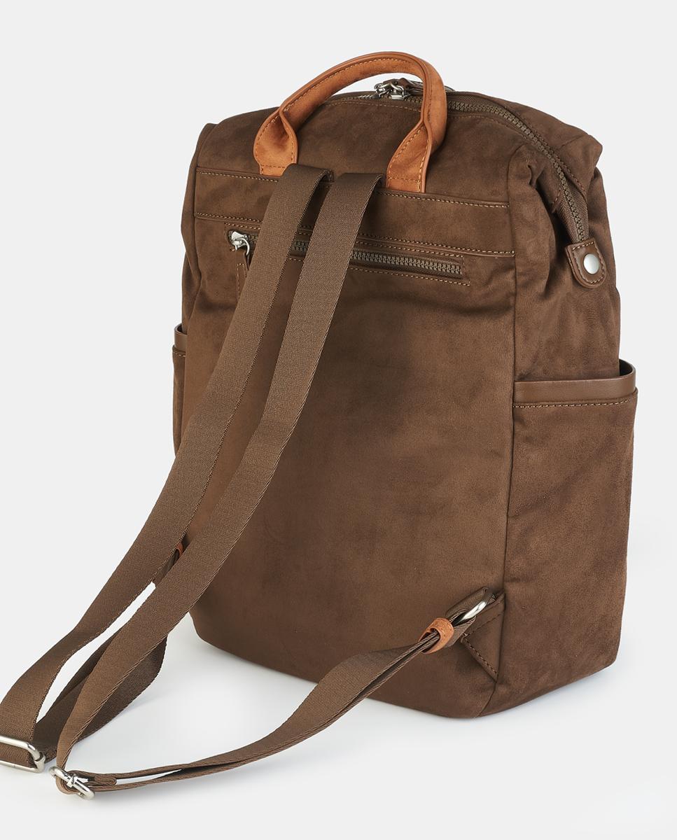 Mochila para Portátil com Fecho de Correr Castanho-2