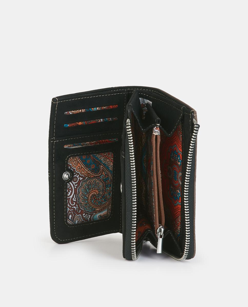 Billetero con broche y cremallera - Caminatta - Negro Negro-3