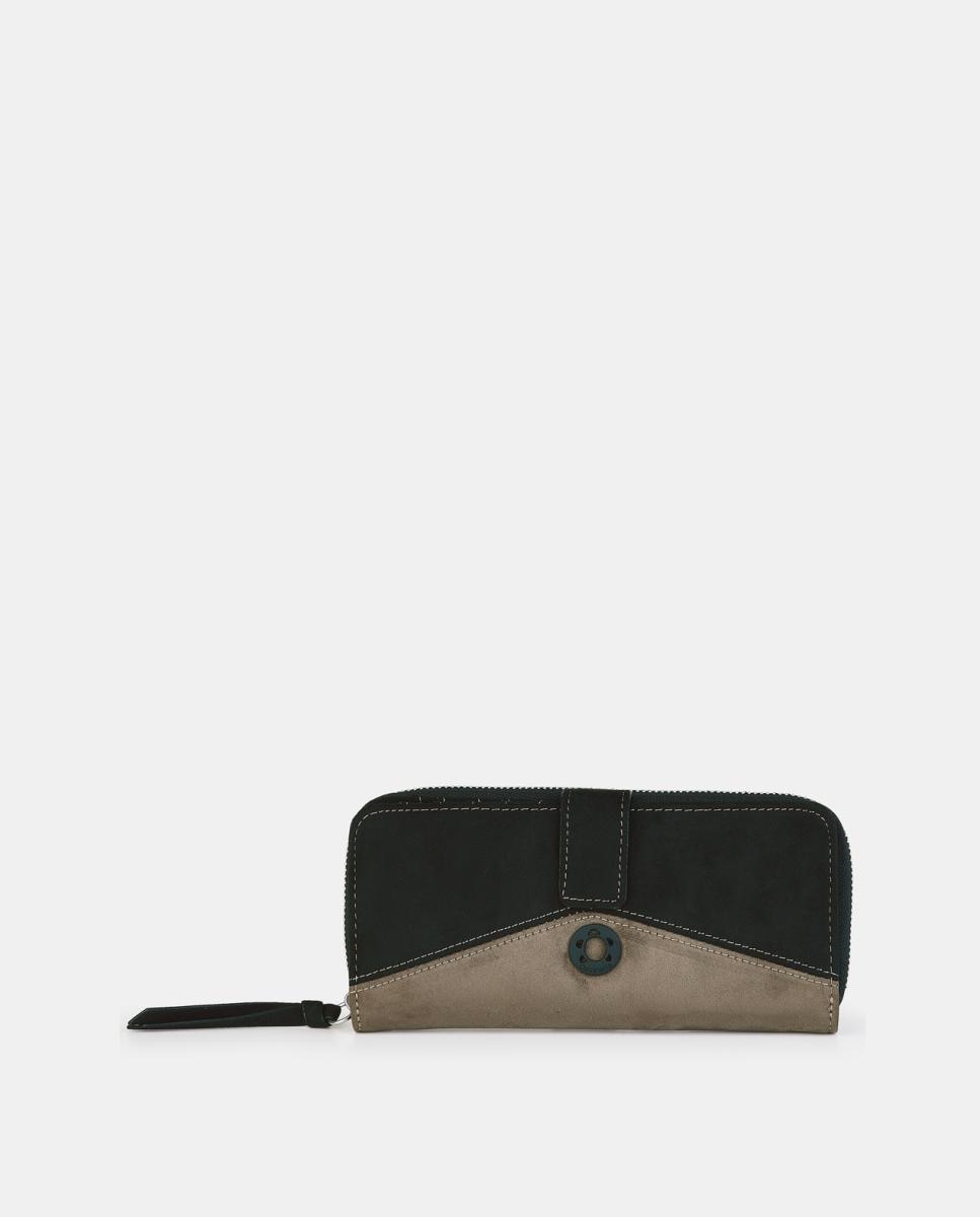 Billetero con broche y cremallera - Caminatta - Negro Negro-1