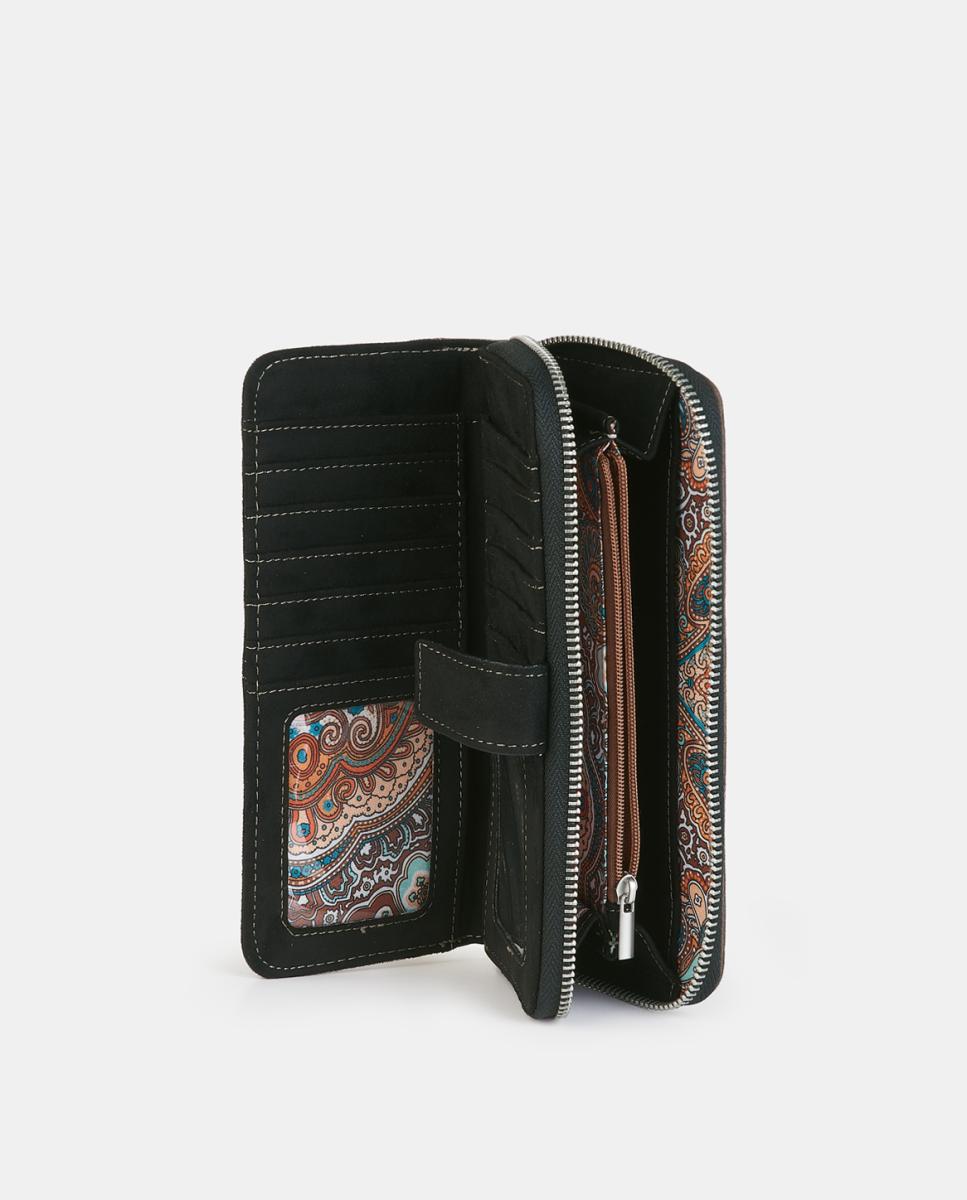 Billetero con broche y cremallera - Caminatta - Negro Negro-3