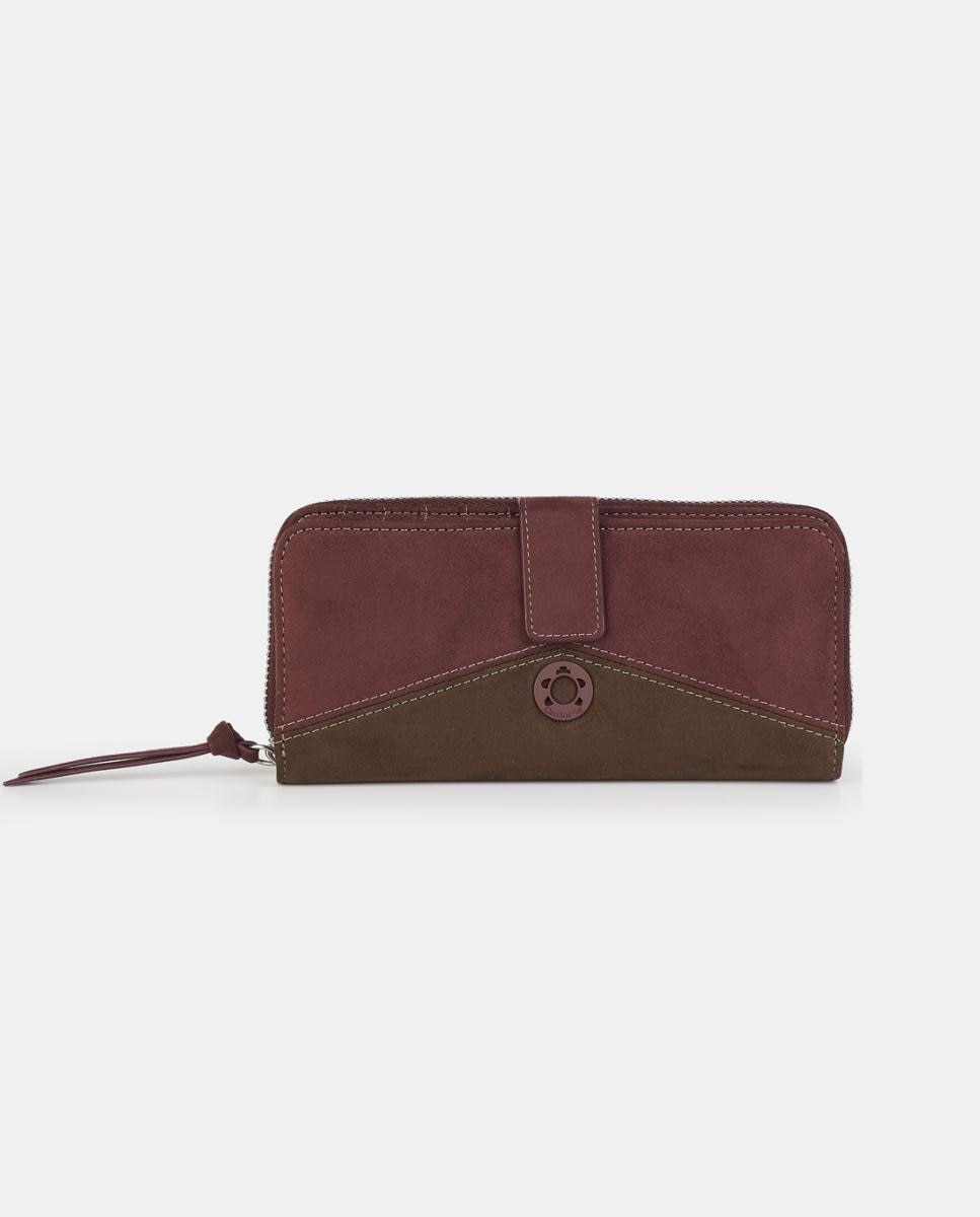 Billetero con broche y cremallera - Caminatta - Rojo Granate Rojo Granate-1