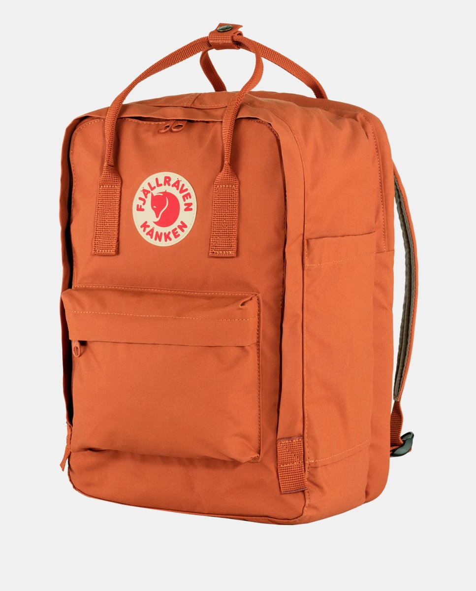 Mochila Kanken Laptop 15" com Bolso Exterior - Preto Castanho-claro-2