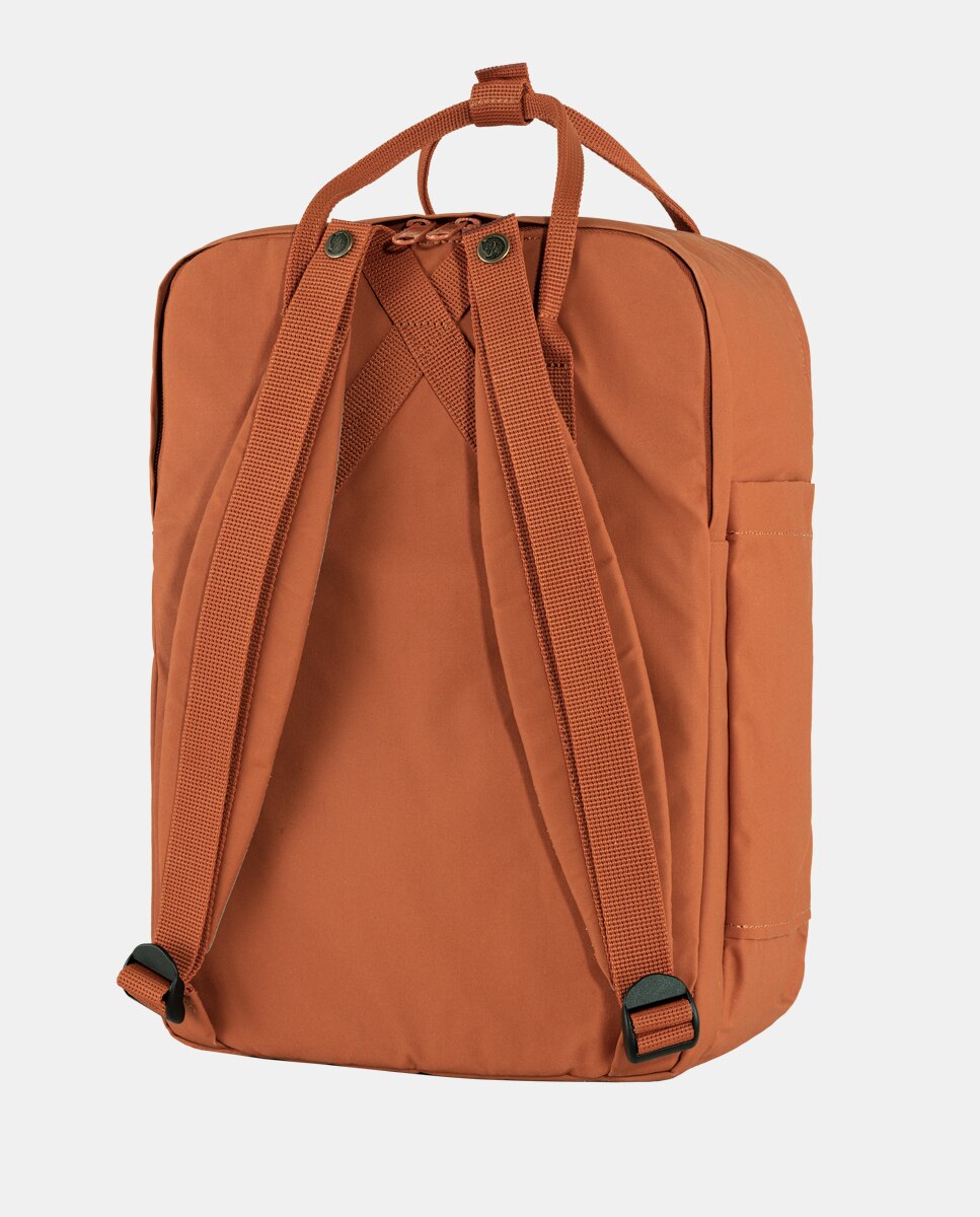 Mochila Kanken Laptop 15" com Bolso Exterior - Preto Castanho-claro-4